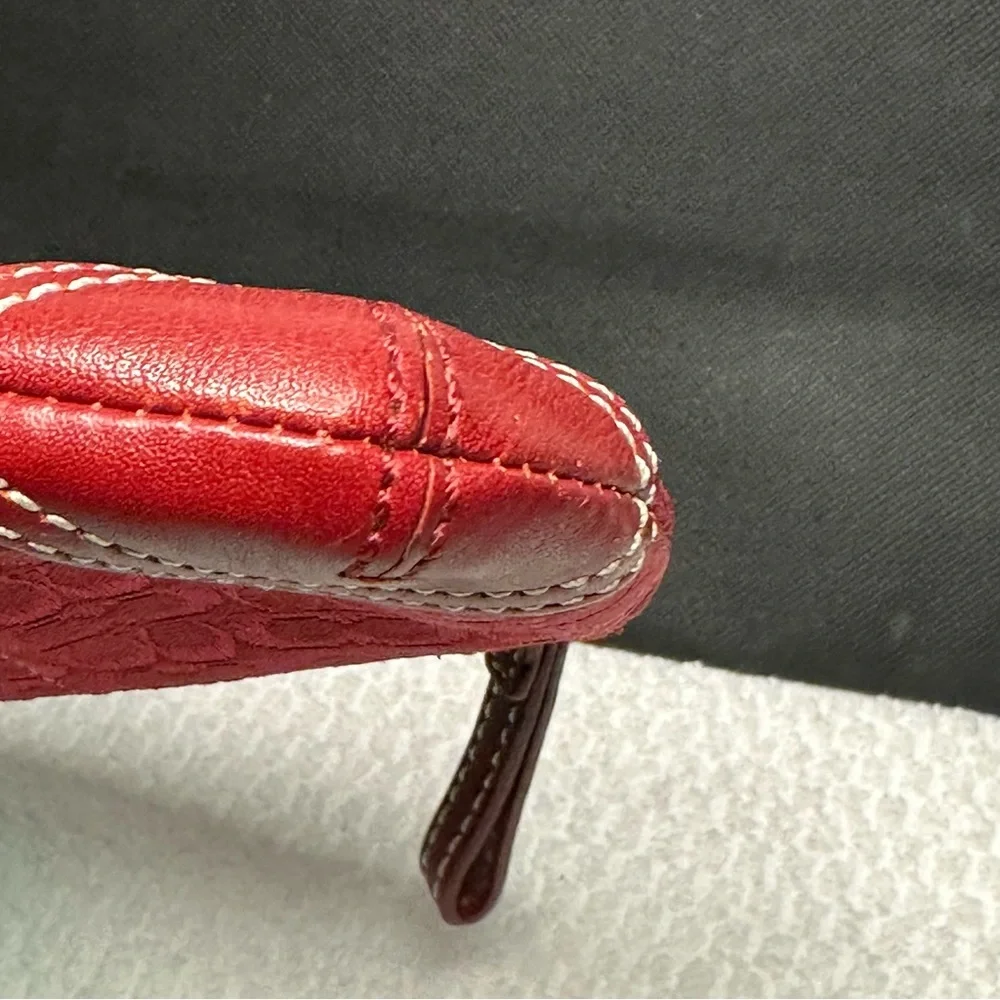 Coach Red Signature jacquard keychain card holder - Picture 7 of 13